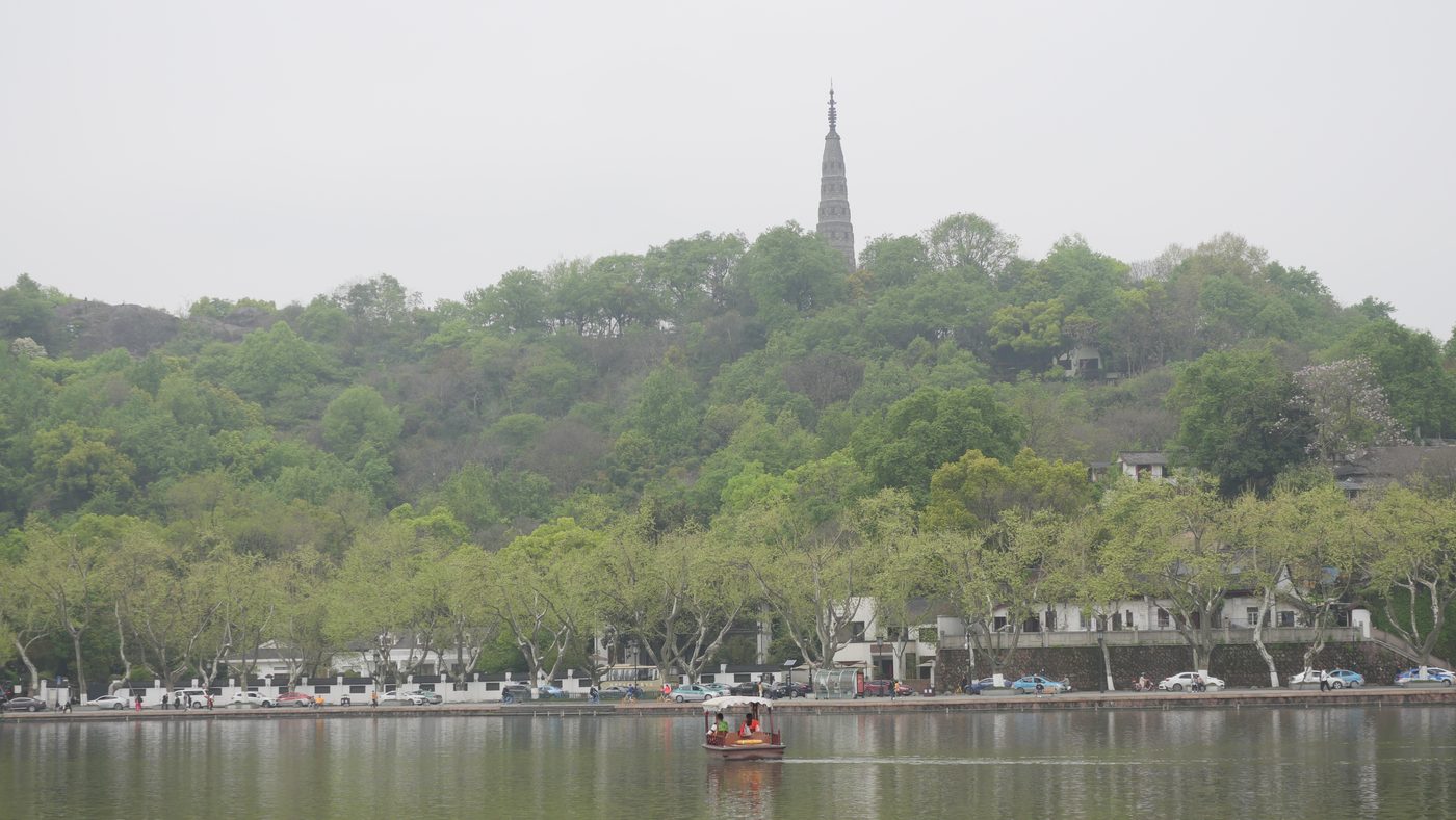 West Lake in Hangzhou with Baochu Pagoda on the hill