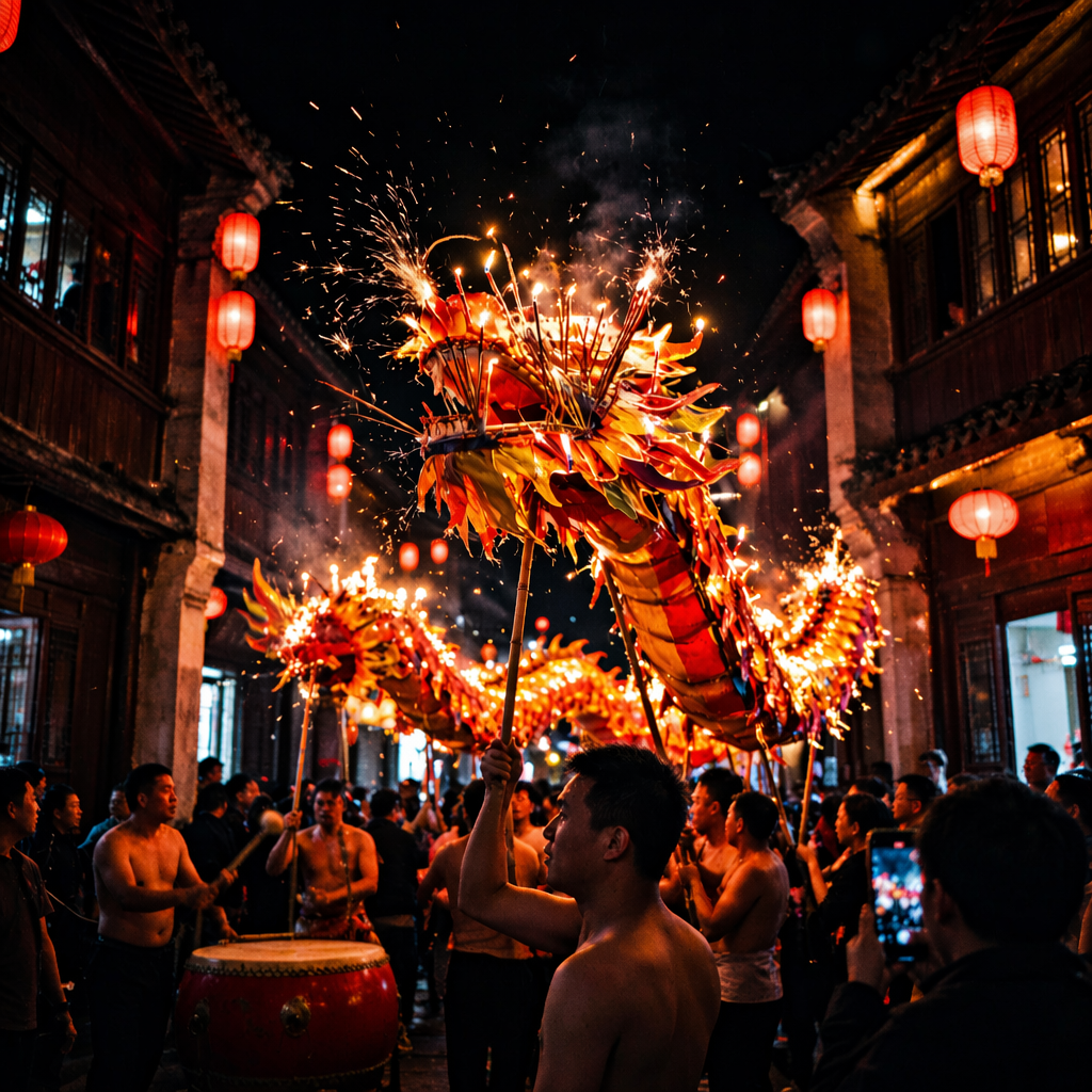 Fire Dragon Chasing the Moon